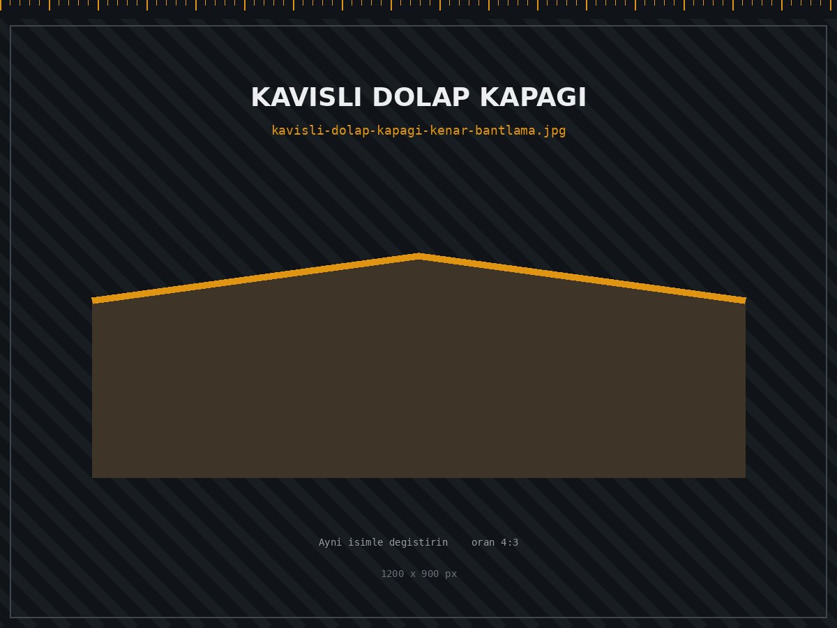 Kavisli mutfak dolabı kapağında kenar bantlama detayı