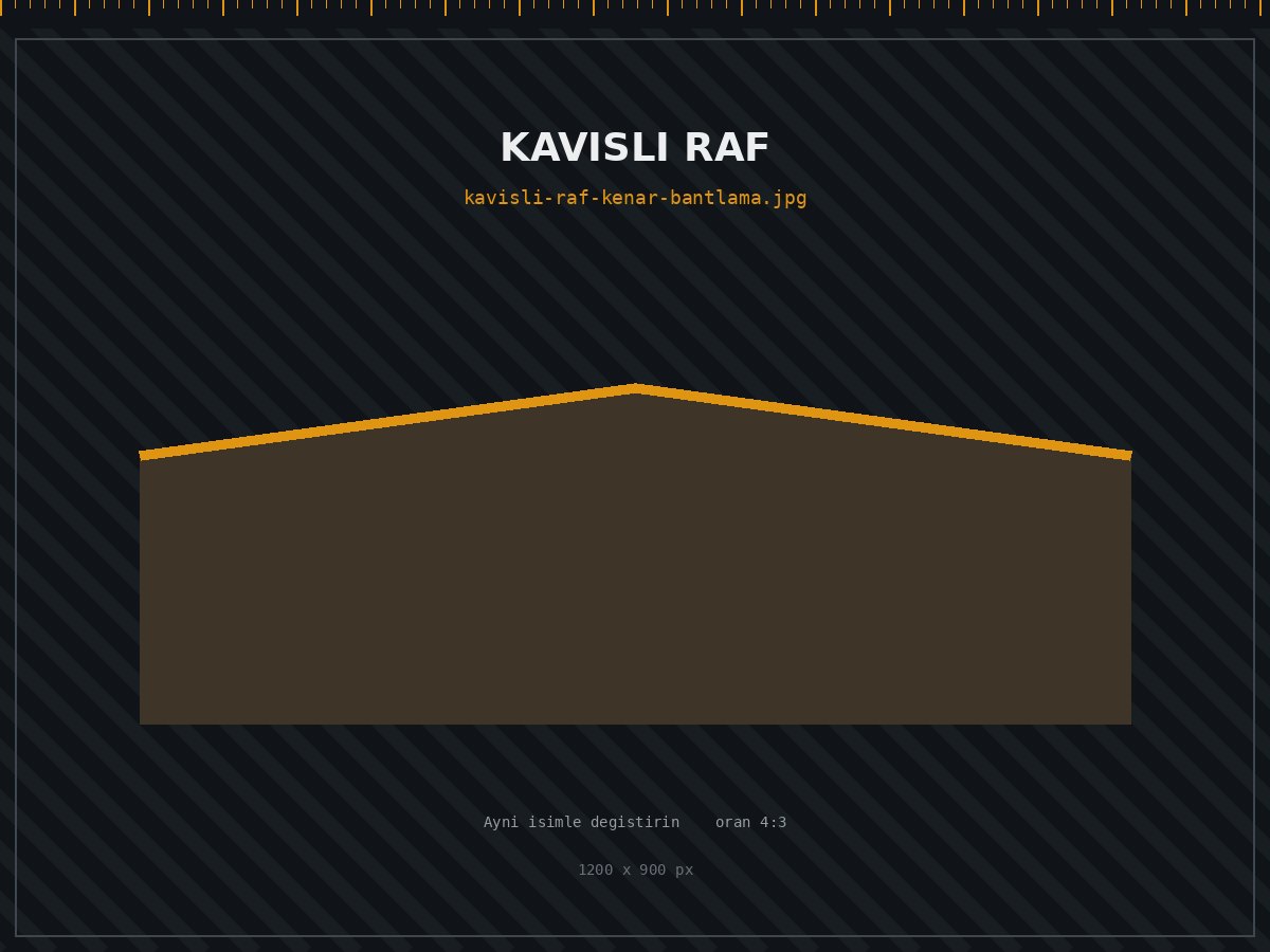 S formunda kavisli rafın kenar bantlaması